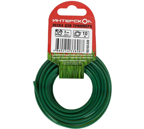 Изображение товара Леска для триммеров Интерскол Квадрат с сердечником 3 мм, 10 м 93102.030