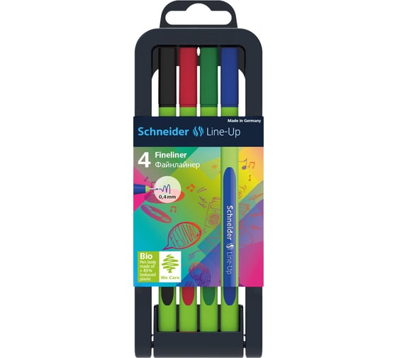 Изображение товара Набор капиллярных ручек Schneider Line-Up 4 цвета, 0.4 мм, европодвес 191094