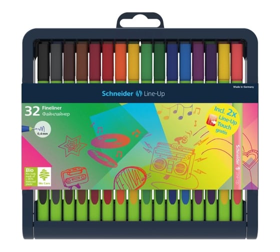 Изображение товара Набор капиллярных ручек Schneider Line-Up 32 шт, 30 цветов, 0.4 мм, европодвес 191091