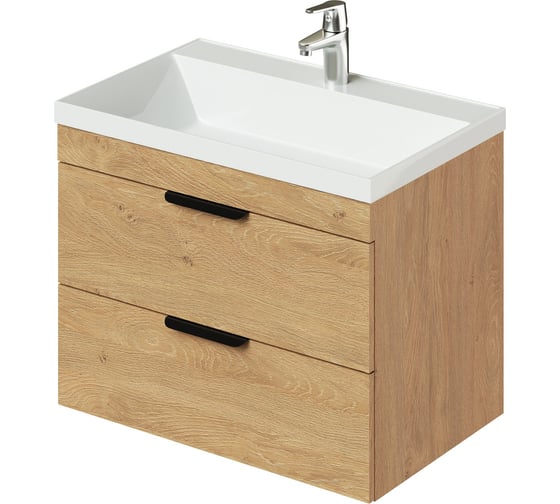 Изображение товара Тумба с раковиной подвесная IKA Alta 70 699х448х560 мм, дуб корбридж натуральный, под умывальник Clarissa 70 4657836460292