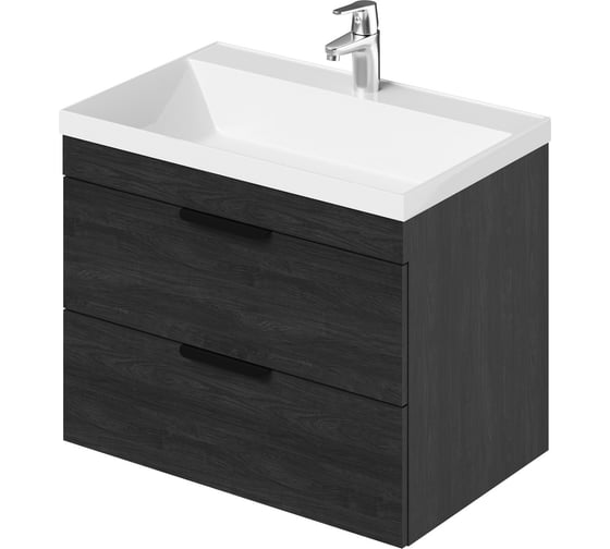 Изображение товара Тумба с раковиной подвесная IKA Alta 70 699х448х560 мм, морское дерево карбон, под умывальник Clarissa 70 4657836460322