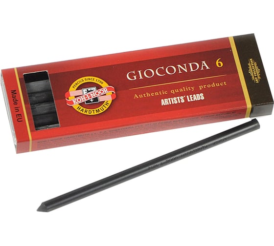 Изображение товара Грифели для цанговых карандашей Koh-I-Noor Gioconda 6B, 5.6 мм, 6 шт, круглый, пластиковый короб 486506B009PK