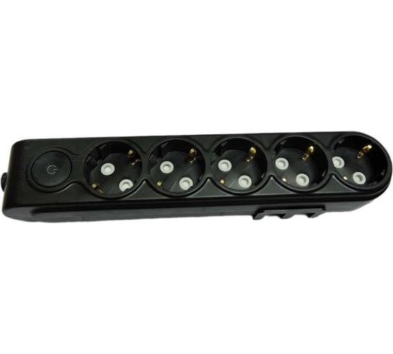 Изображение товара Колодка нового поколения MAKEL 5 гнезд, с защитой от детей, с/з и выкл., черная N5310100