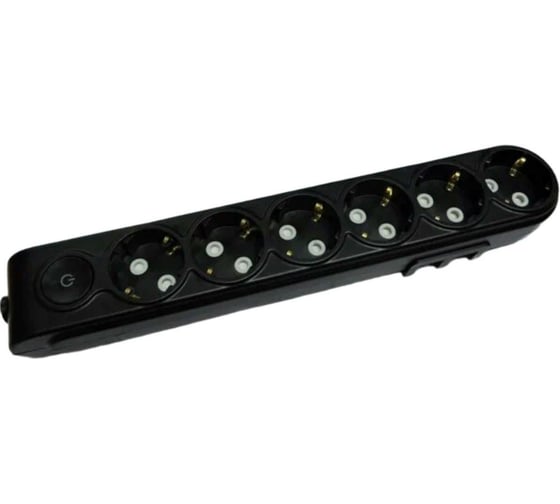 Изображение товара Колодка нового поколения MAKEL 6 гнезд, с защитой от детей, с/з и выкл., черная N6310100