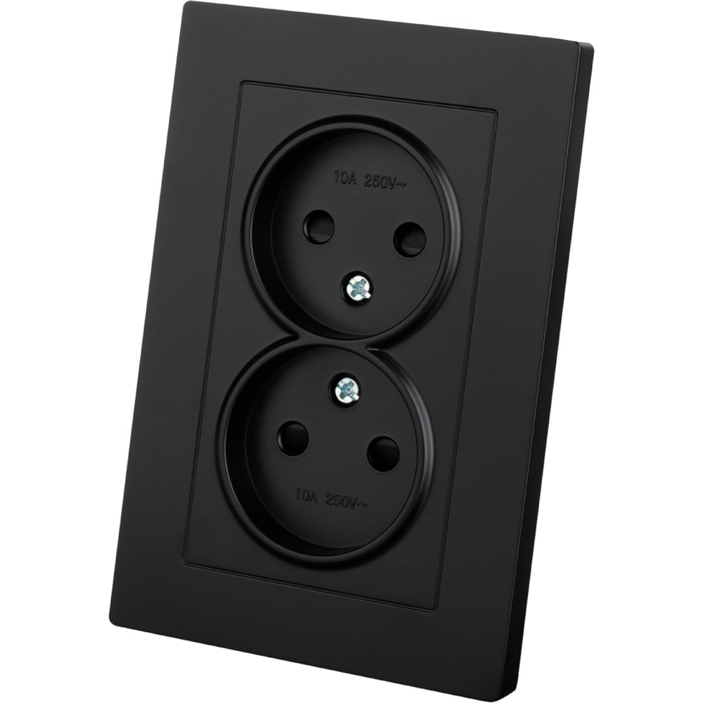 Изображение товара Двойная встроенная розетка TDM ELECTRIC 2П 10А 250В черная серия Лама