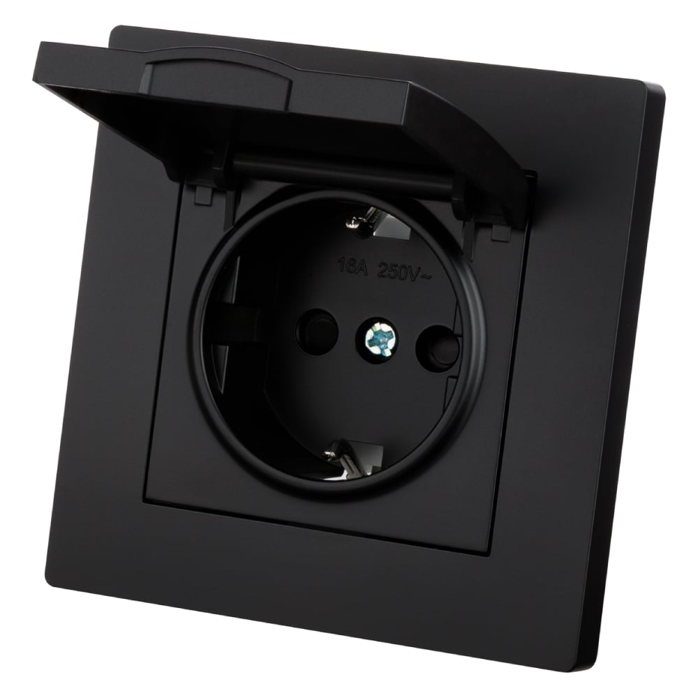 Изображение товара Розетка TDM ELECTRIC 2П+З 16А IP44 черная Сенеж SQ1816-0279