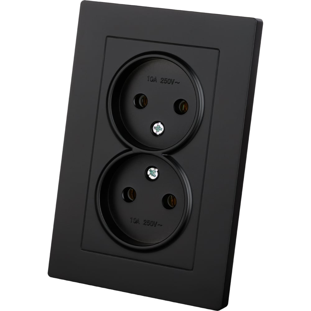 Изображение товара Двойная встраиваемая розетка TDM ELECTRIC 2П 10А черная Сенеж SQ1816-0274