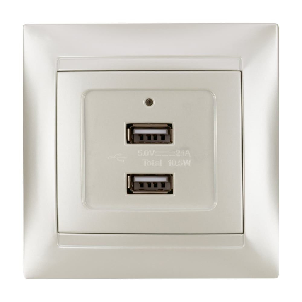 Розетка TDM ELECTRIC 2USB порт 2,1А 5В перламутр Лама TDM SQ1815-0841