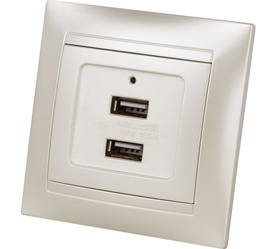 Изображение товара Розетка TDM ELECTRIC 2USB порт 2,1А 5В перламутр Лама TDM SQ1815-0841