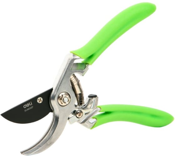 Изображение товара Секатор садовый DELI 215 мм DL580207 цельнокованный, сталь SK5, тефлон, максимальный диаметр резки 15 мм 184002