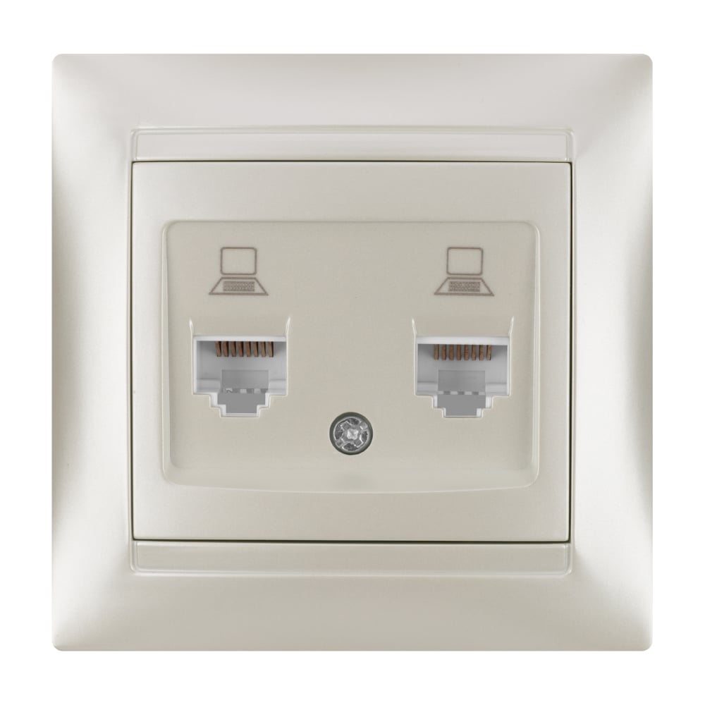 Розетка TDM ELECTRIC компьютерная двойная RJ45 перламутр Лама TDM SQ1815-0855