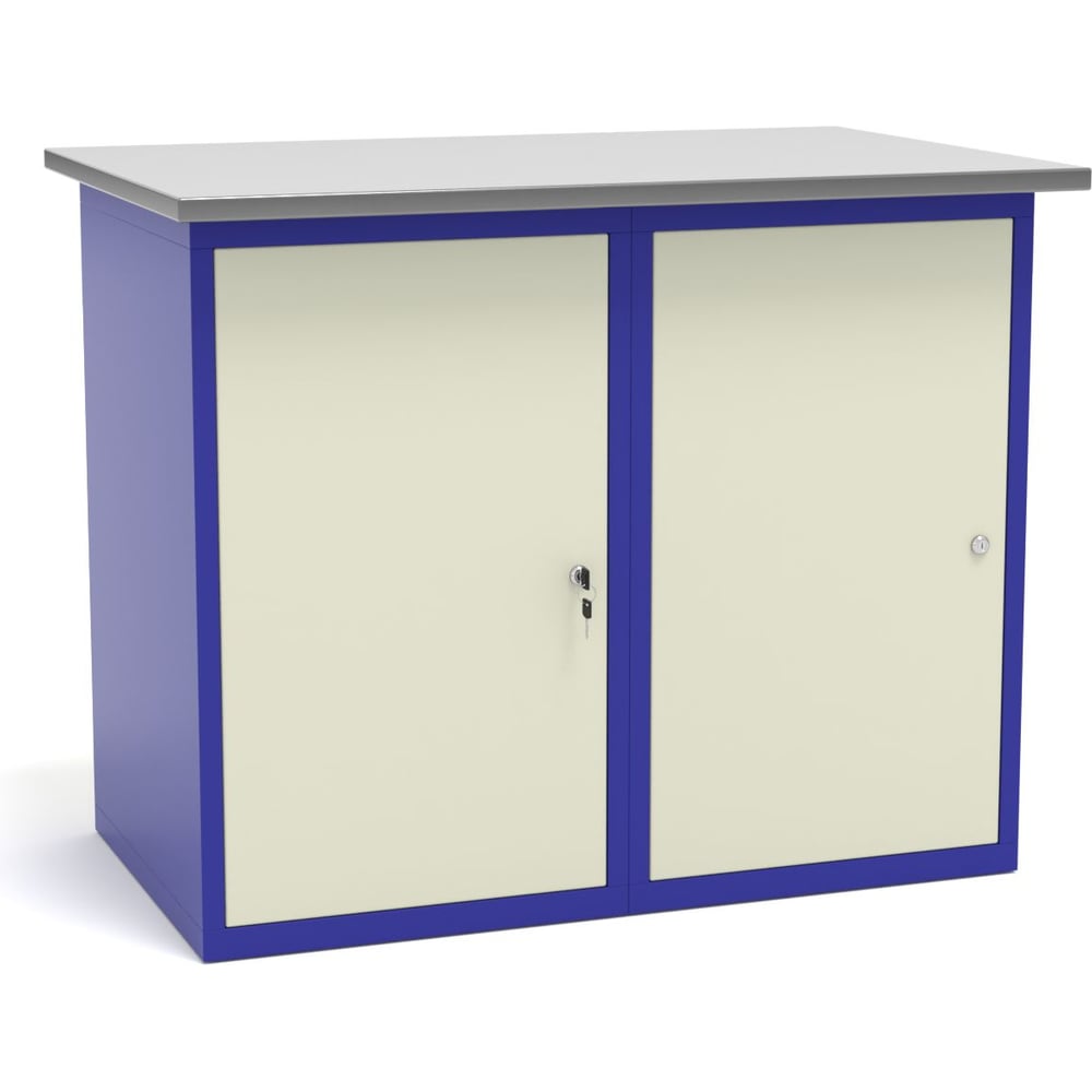 Изображение товара Верстак слесарный металлический Святогор СВ-2Т.01.11.11 профессиональный двухтумбовый с фанерной ст