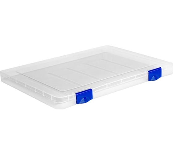 Изображение товара Пластиковая папка для документов Стамм А4 230х305х23 мм, прозрачная, синие защелки ПД11