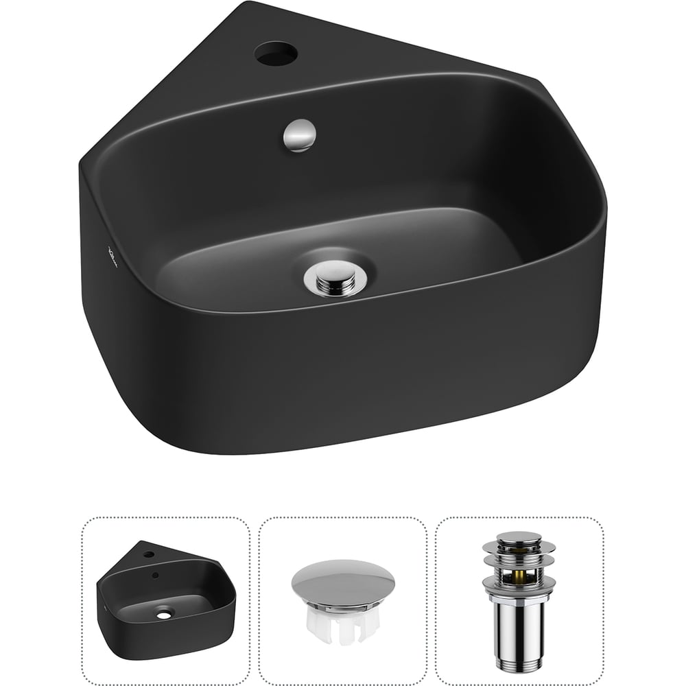Изображение товара Мини-раковина для ванной комнаты или туалета Wellsee WC Area 3 в 1 черный матовый