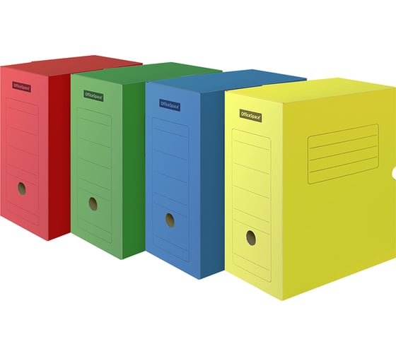Изображение товара Архивный короб OfficeSpace с клапаном, микрогофрокартон, 150 мм, ассорти цветной, до 1400 листов 225415