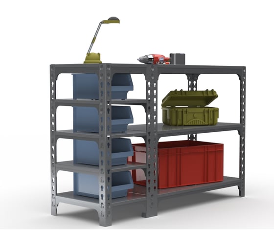 Изображение товара Стол-верстак Metalex ООО 950x1200x400 с боковыми полками, серый 111627