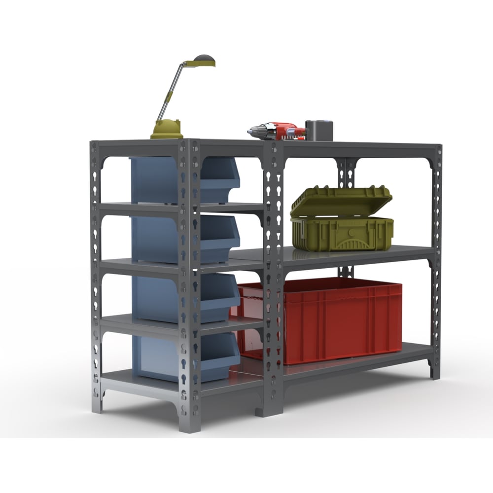 Изображение товара Стол-верстак Metalex 950x1700x600 с боковыми полками серый