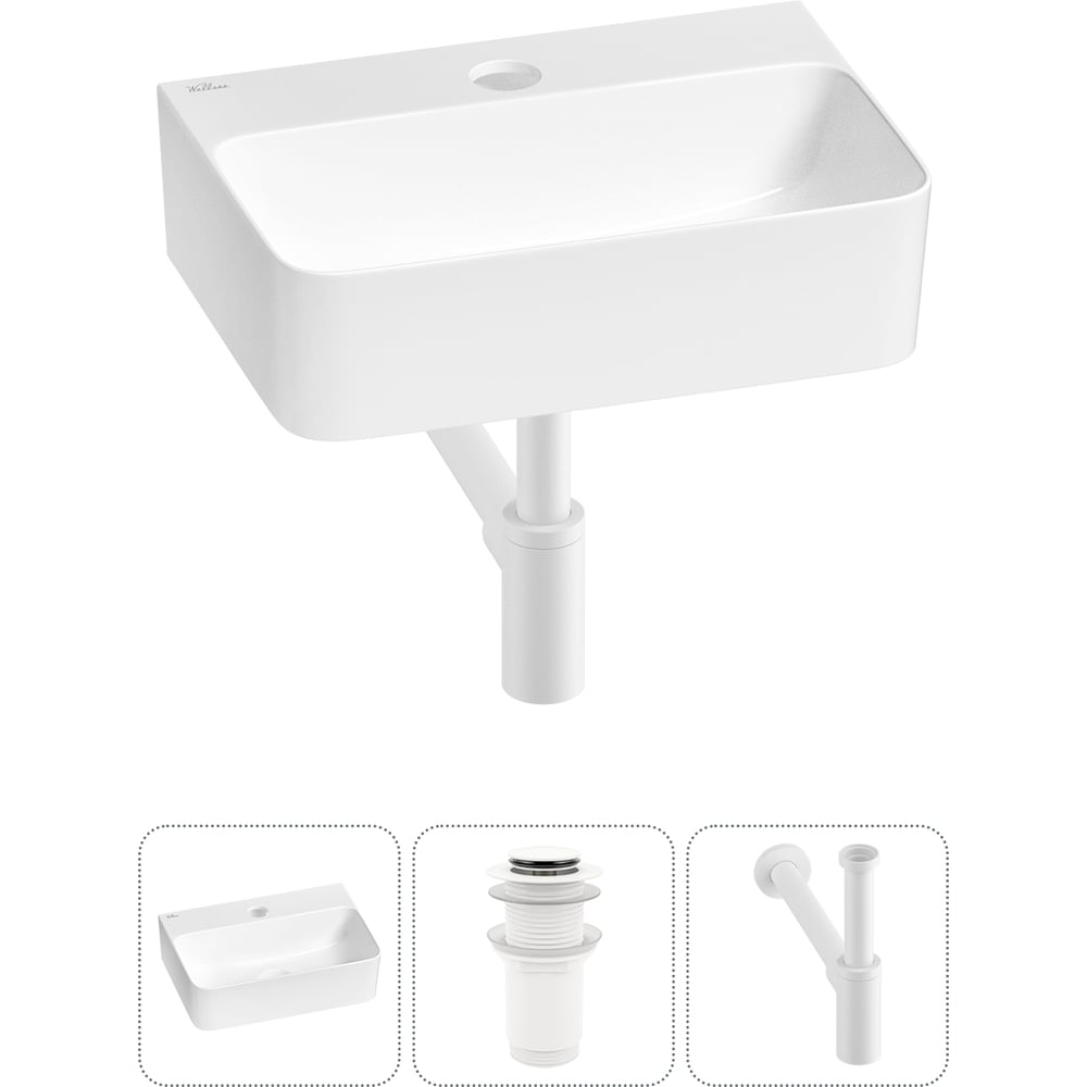 Изображение товара Мини-раковина для ванной комнаты Wellsee WC Area 3 в 1 белая фарфоровая
