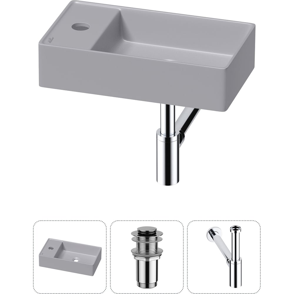 Изображение товара Мини-раковина для ванной Wellsee WC Area, серый матовый, 3 в 1