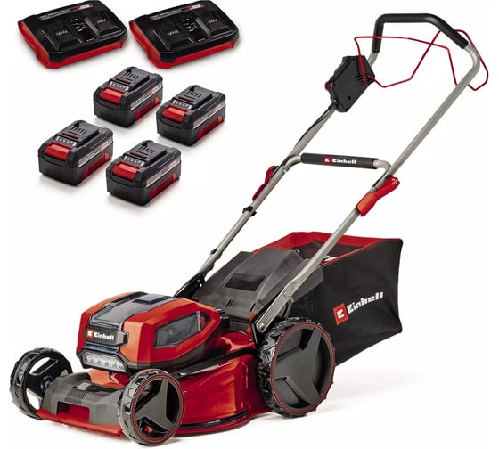 Изображение товара Газонокосилка аккумуляторная Einhell PXC GP-CM 36/47 S Li BL, 2х18В,самоходная, 4x4Aч+2хTwincharger, 9c, 25-80 мм 3413310