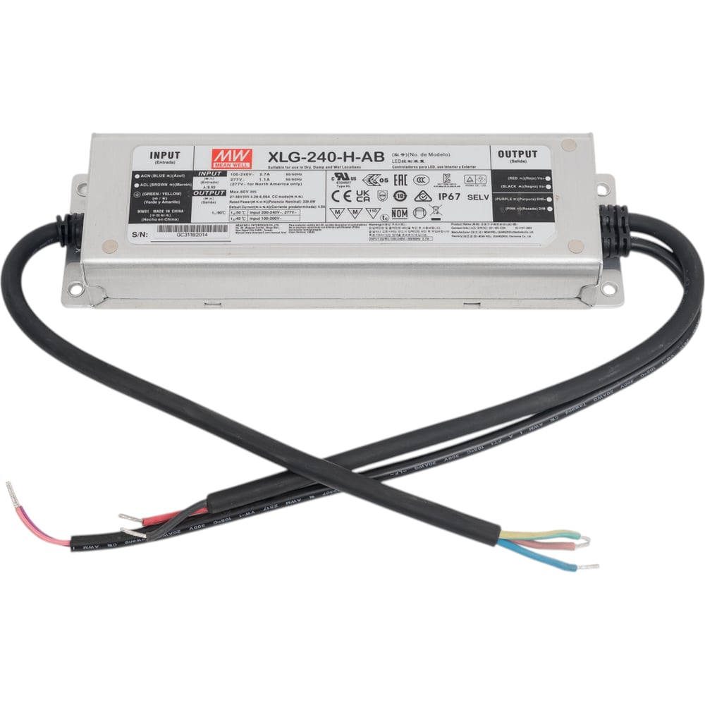 Изображение товара Блок питания Mean Well XLG-240-H-AB AC-DC 239.6Вт Т03490099