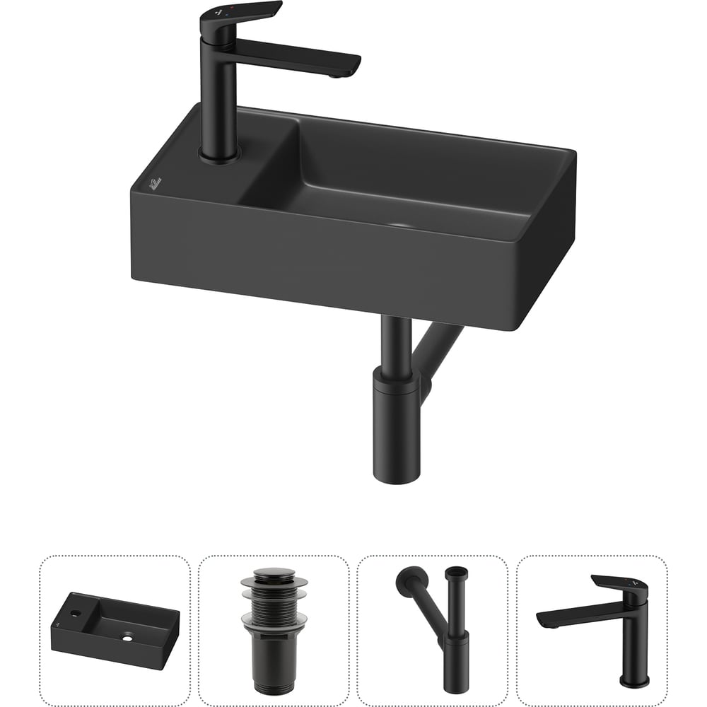 Изображение товара Мини-раковина для ванной комнаты WC Area 4 в 1 черный матовый фарфор