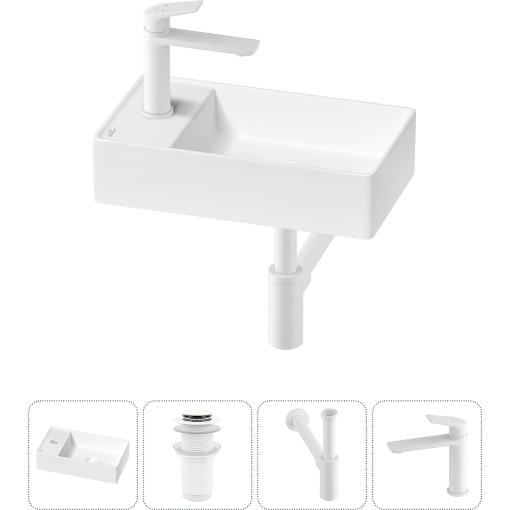 Изображение товара Мини-раковина для ванной комнаты белый матовый с комплектом 4 в 1 Wellsee WC Area