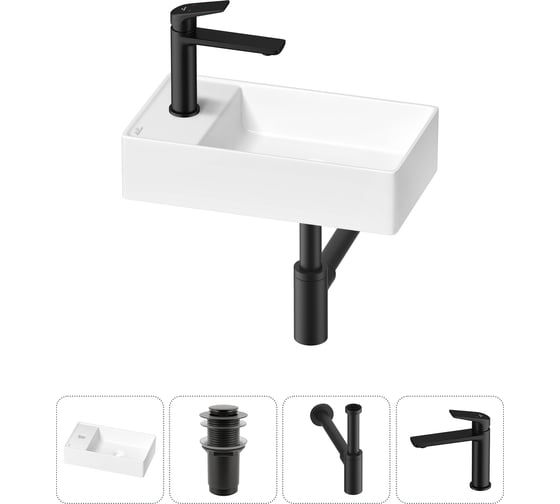 Изображение товара Мини-раковина для ванной комнаты или туалета Wellsee WC Area в наборе 4 в 1 20213803R