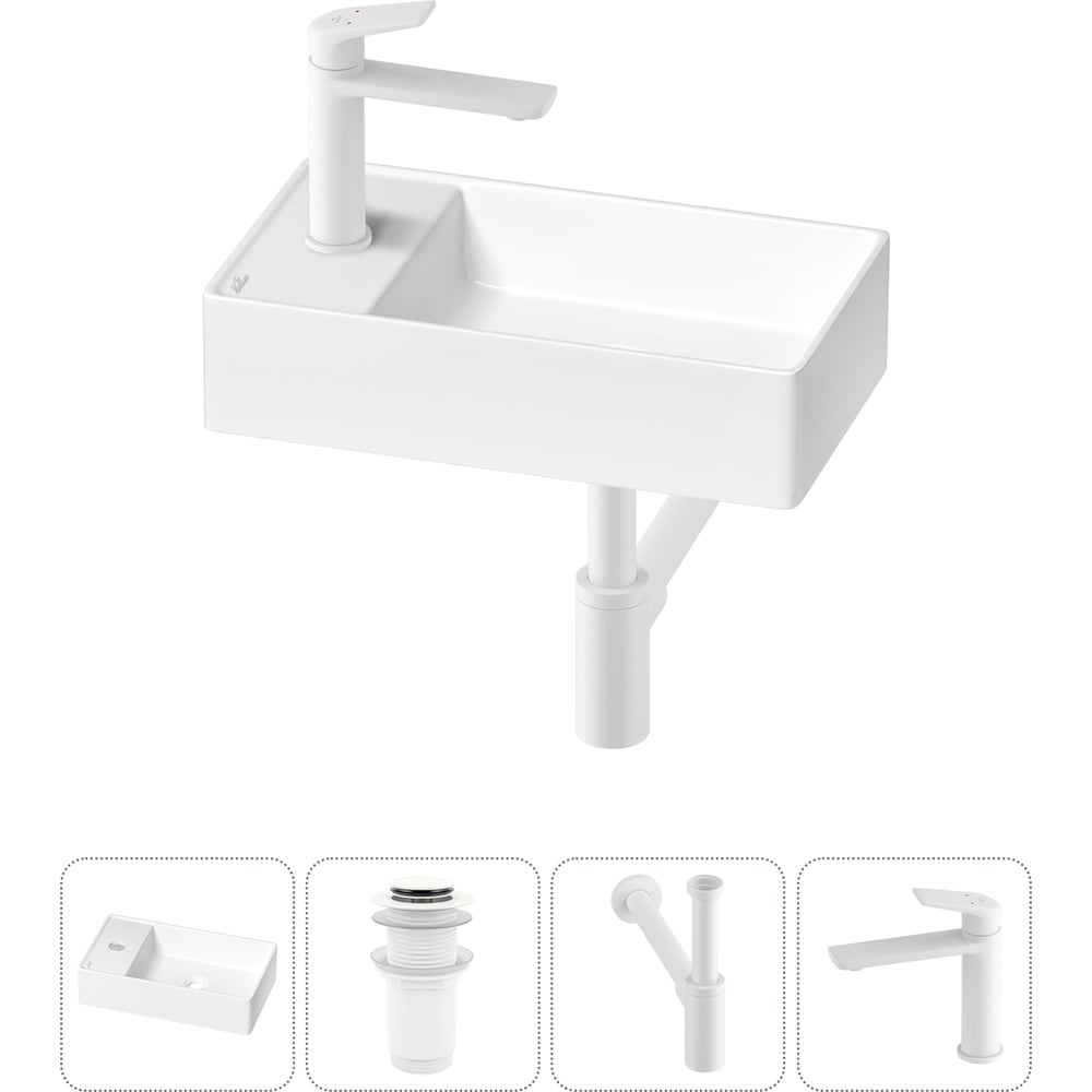 Изображение товара Мини-раковина для ванной комнаты Wellsee WC Area 4в1 с сифоном и смесителем