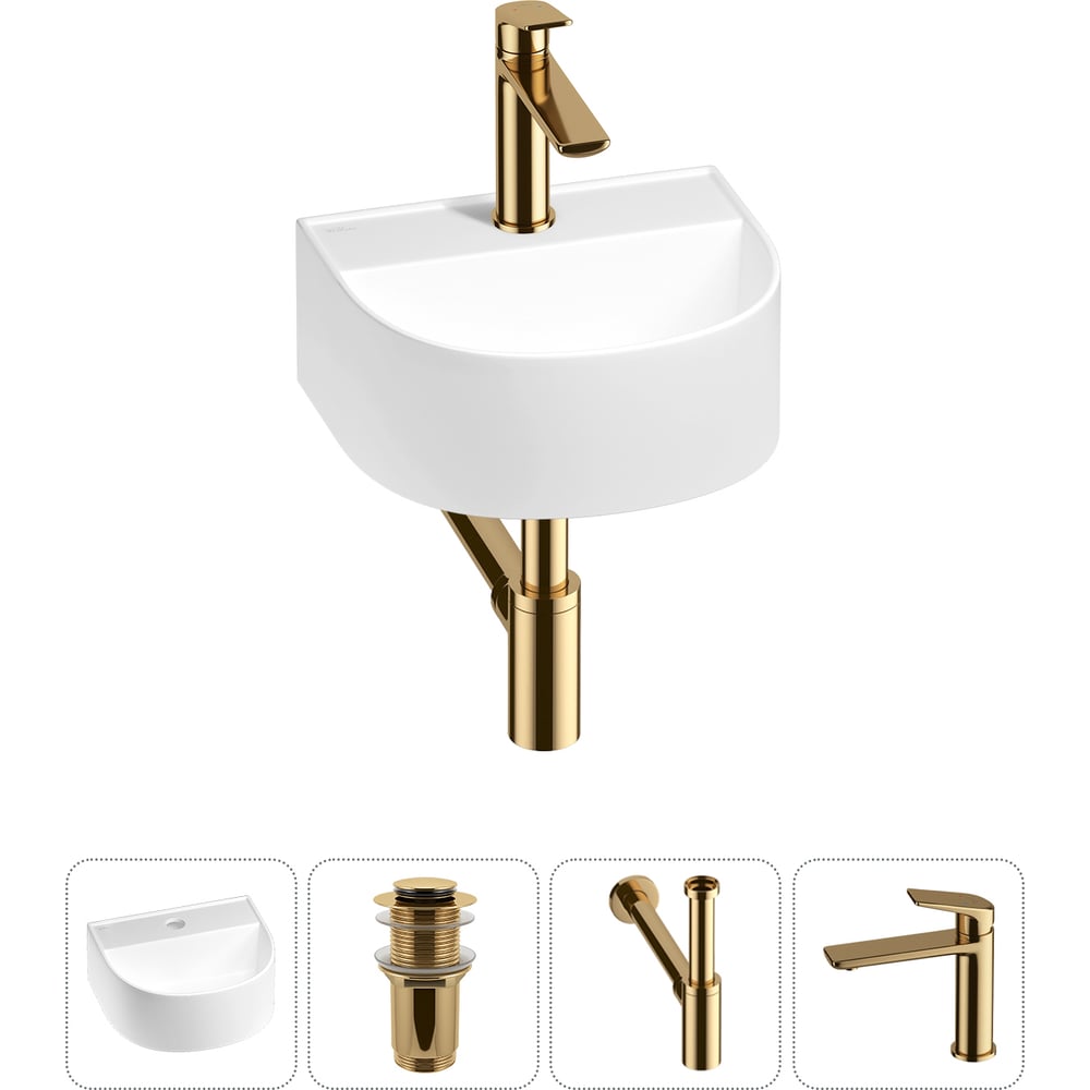 Изображение товара Мини-раковина для ванной комнаты Wellsee WC Area 4 в 1 белая фарфор подвесная