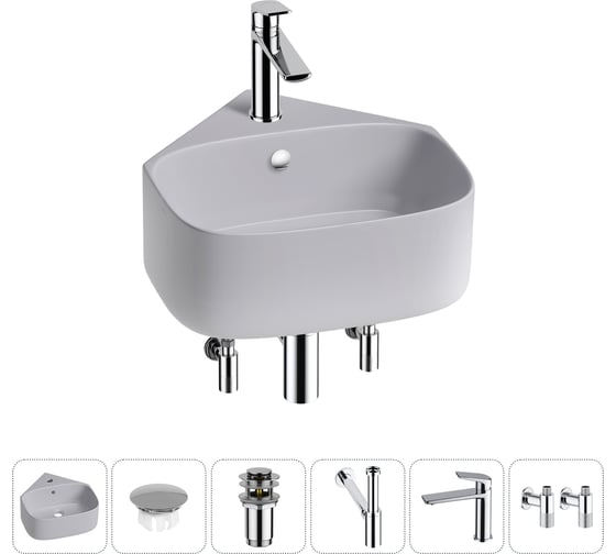 Изображение товара Мини-раковина для ванной комнаты или туалета Wellsee WC Area в наборе 6 в 1 20217196R