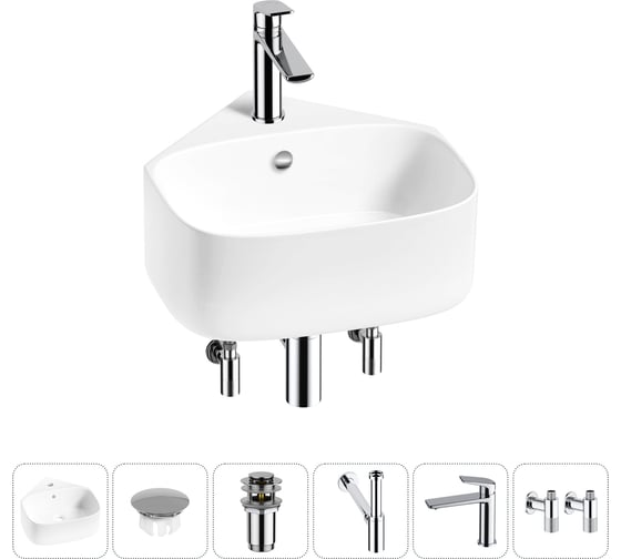 Изображение товара Мини-раковина для ванной комнаты или туалета Wellsee WC Area в наборе 6 в 1 20217185R