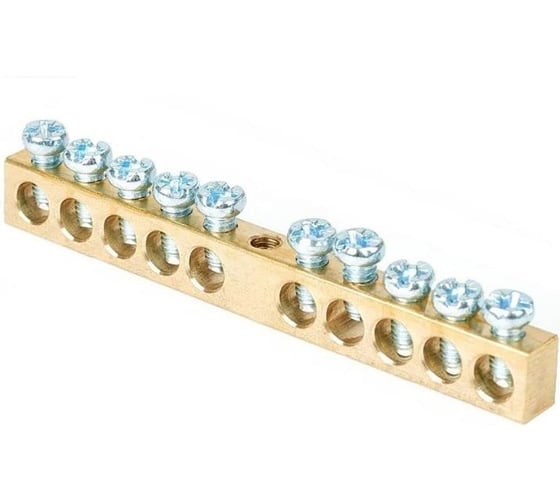 Изображение товара Шина HLT PEN земля-ноль, 6x9мм, 10/1 10 групп/крепеж по центру, 20 штук/упаковка 081-09-04