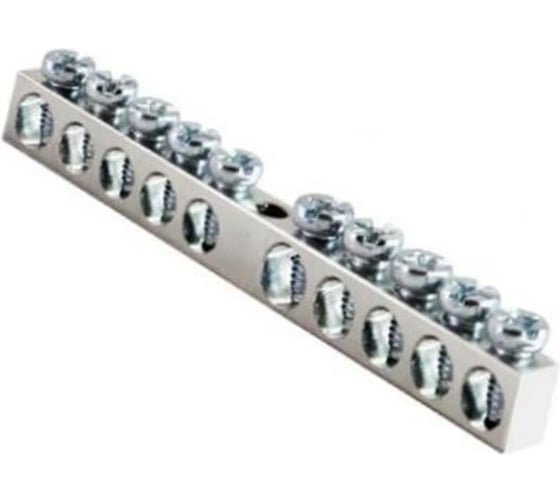 Изображение товара Шина HLT PEN земля-ноль, 6x9мм, 8/2 8групп/крепление по краям, никелированная 20 штук/упаковка 081-09-113