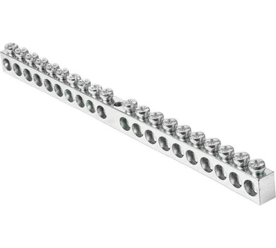 Изображение товара Шина HLT PEN земля-ноль, 6x9мм, 20/1 20 групп/крепеж по центру, никелированная 20 штук/упаковка 081-09-097