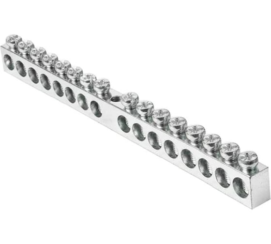 Изображение товара Шина HLT PEN земля-ноль, 6x9мм, 16/1 12 групп/крепеж по центру, никелированная 20 штук/упаковка 081-09-095