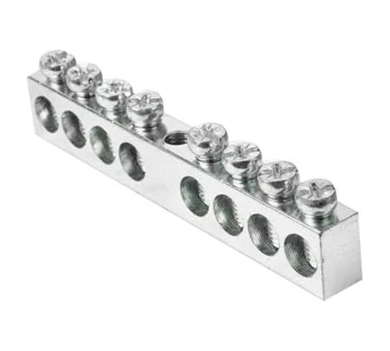 Изображение товара Шина HLT PEN земля-ноль, 6x9мм, 8/1 8групп/крепеж по центру, никелированная 20 штук/упаковка 081-09-091