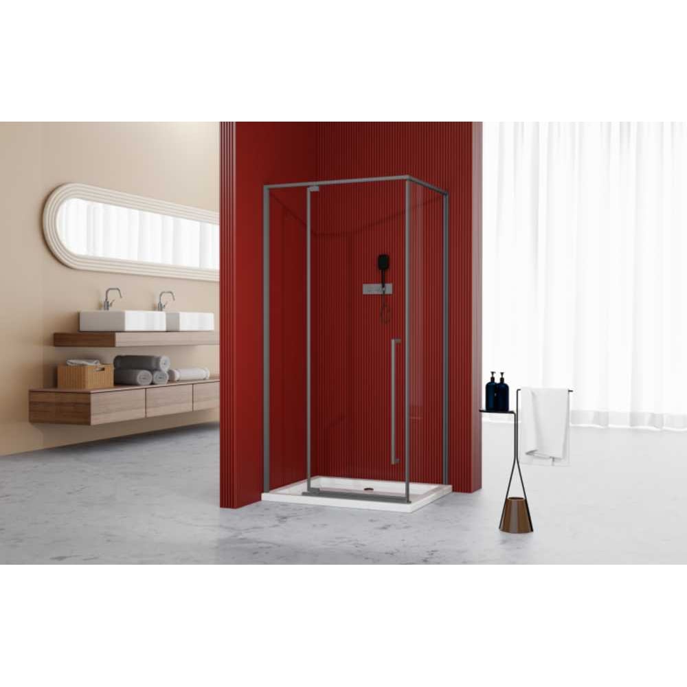 Изображение товара Душевой уголок Esbano ESA-108PS-GM из закаленного стекла и алюминия