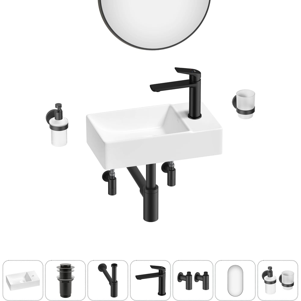 Изображение товара Мини-раковина для ванной комнаты или туалета Wellsee WC Area 7 в 1 глянец белый