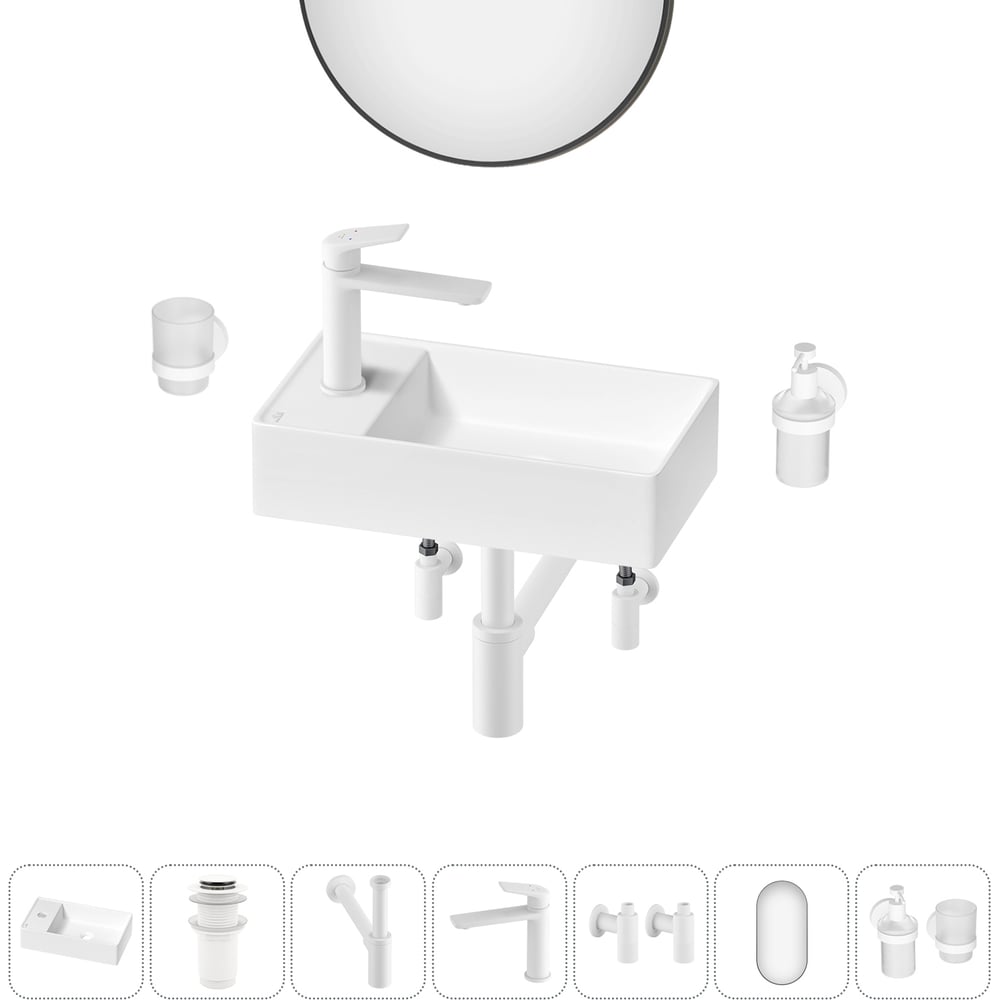 Изображение товара Мини-раковина для ванной комнаты Wellsee WC Area 7 в 1 белый матовый 20218142R