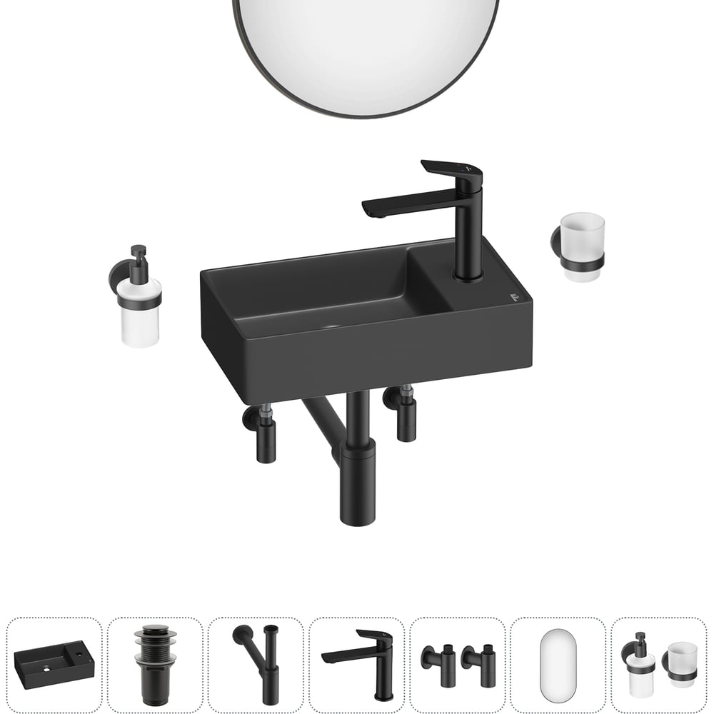 Изображение товара Мини-раковина для ванной комнаты или туалета Wellsee WC Area в наборе 7 в 1 20218123R