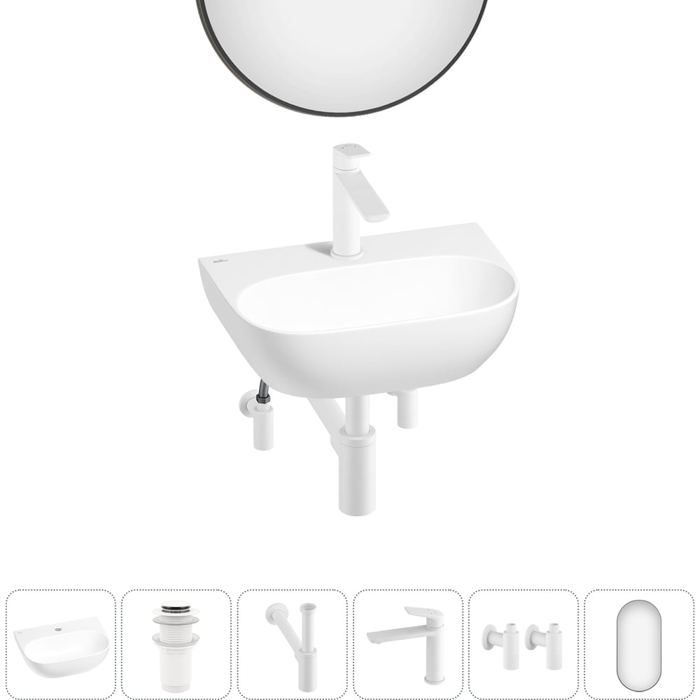 Изображение товара Wellsee WC Area мини-раковина 6в1 с зеркалом и смесителем