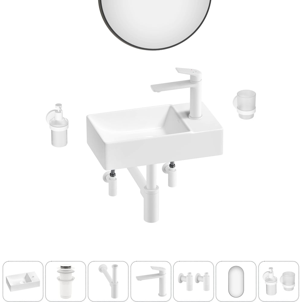 Изображение товара Мини-раковина для ванной комнаты WC Area 7 в 1 с зеркалом и аксессуарами