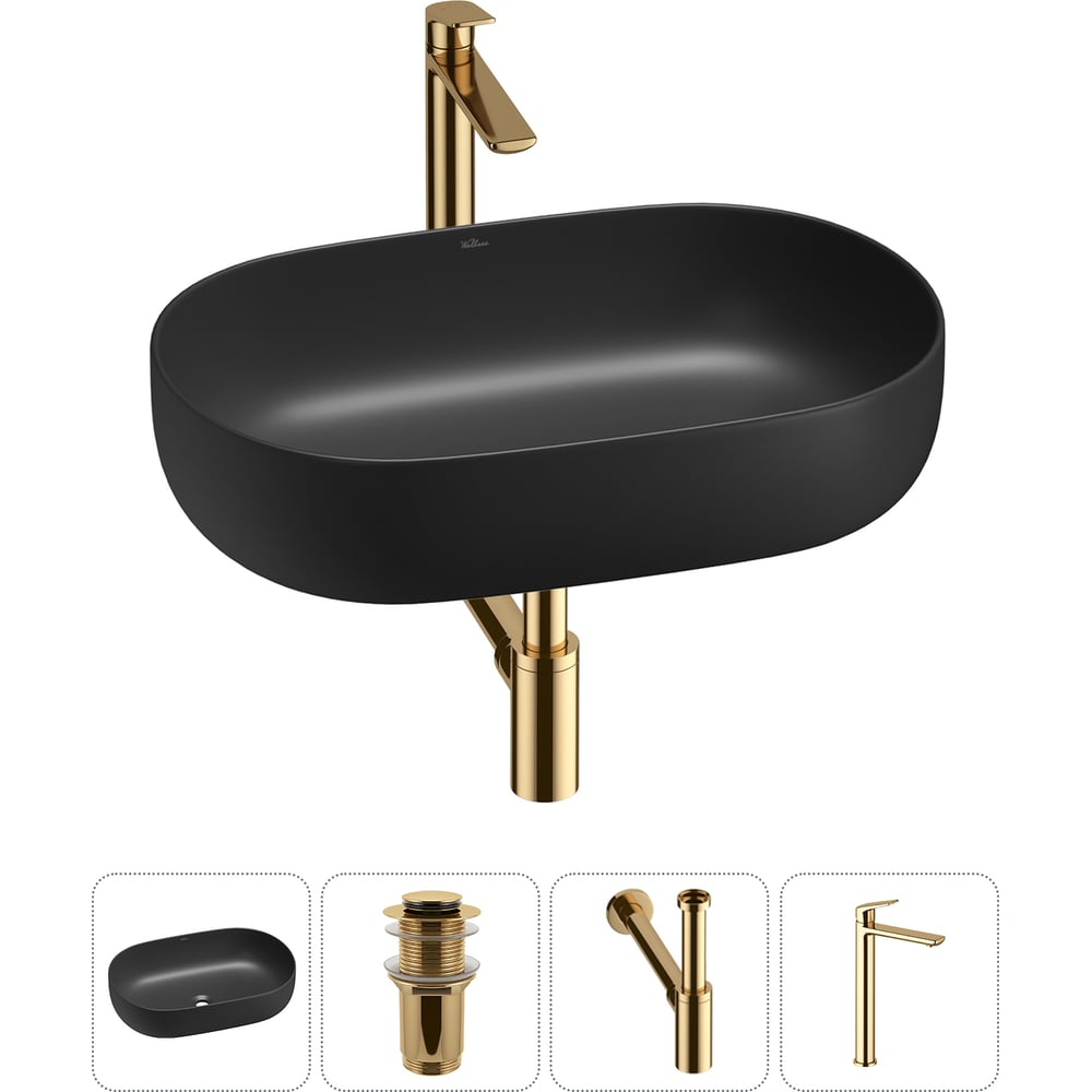 Изображение товара Накладная раковина для ванной комнаты Wellsee Chic Riviera 20214755R овальная черный матовый