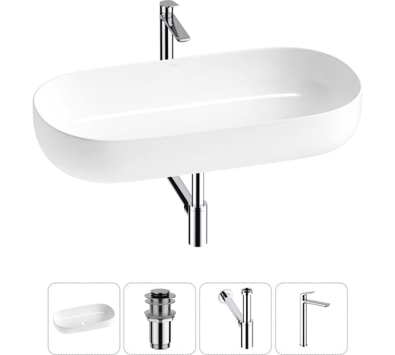 Изображение товара Накладная раковина для ванной комнаты Wellsee Chic Riviera в наборе 4 в 1 20214775R
