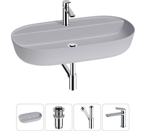 Изображение товара Накладная раковина для ванной комнаты Wellsee Chic Riviera в наборе 4 в 1 20214957R