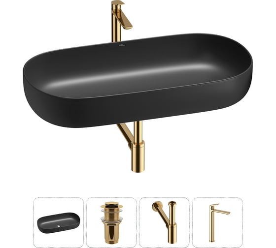 Изображение товара Накладная раковина для ванной комнаты Wellsee Chic Riviera в наборе 4 в 1 20214807R