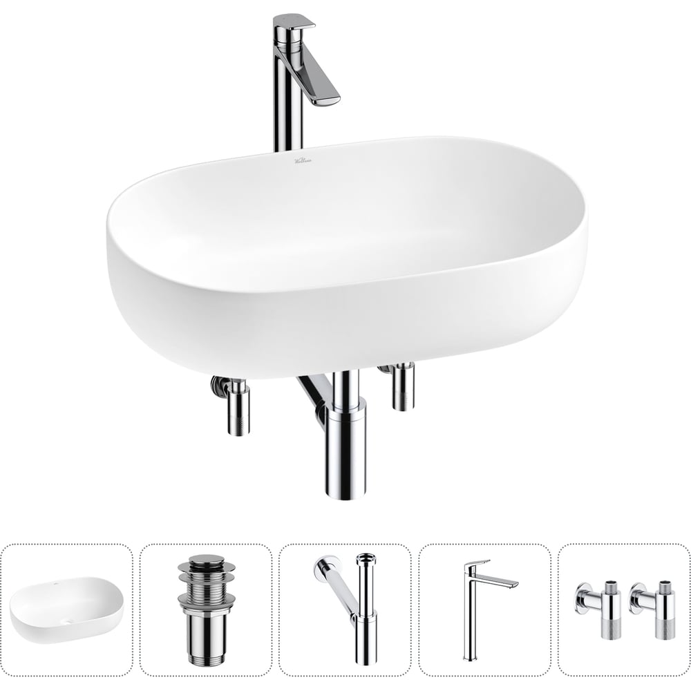 Изображение товара Накладная раковина для ванной комнаты Wellsee Chic Riviera в наборе 5 в 1 20214715R