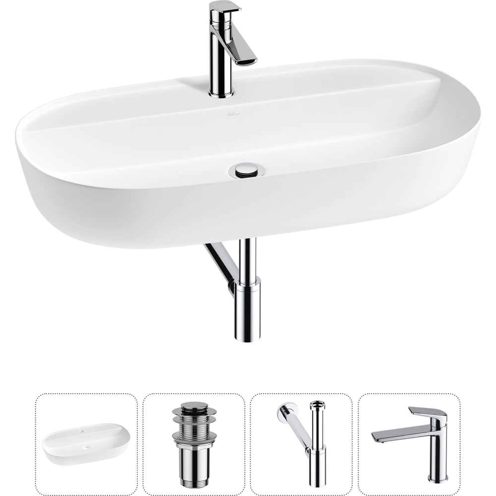 Изображение товара Накладная раковина Wellsee Chic Riviera с смесителем 20214935R