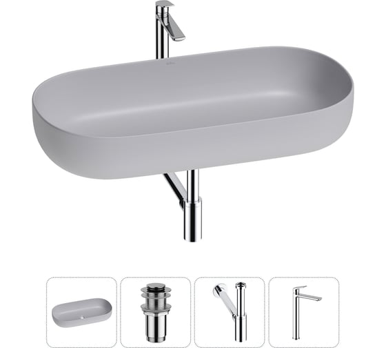 Изображение товара Накладная раковина для ванной комнаты Wellsee Chic Riviera в наборе 4 в 1 20214813R